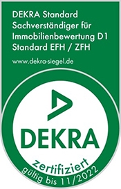 DEKRA zertifizierter Bausachverständiger für Immobilienbewertung D1 (Standard Ein- und Zweifamilienhäuser)